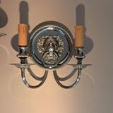 Pair of two-armed silver-plated bronze wall lights from Maison Charles, 1960.