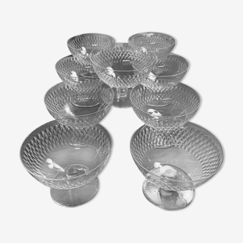 9 coupes a champagne baccarat années 20