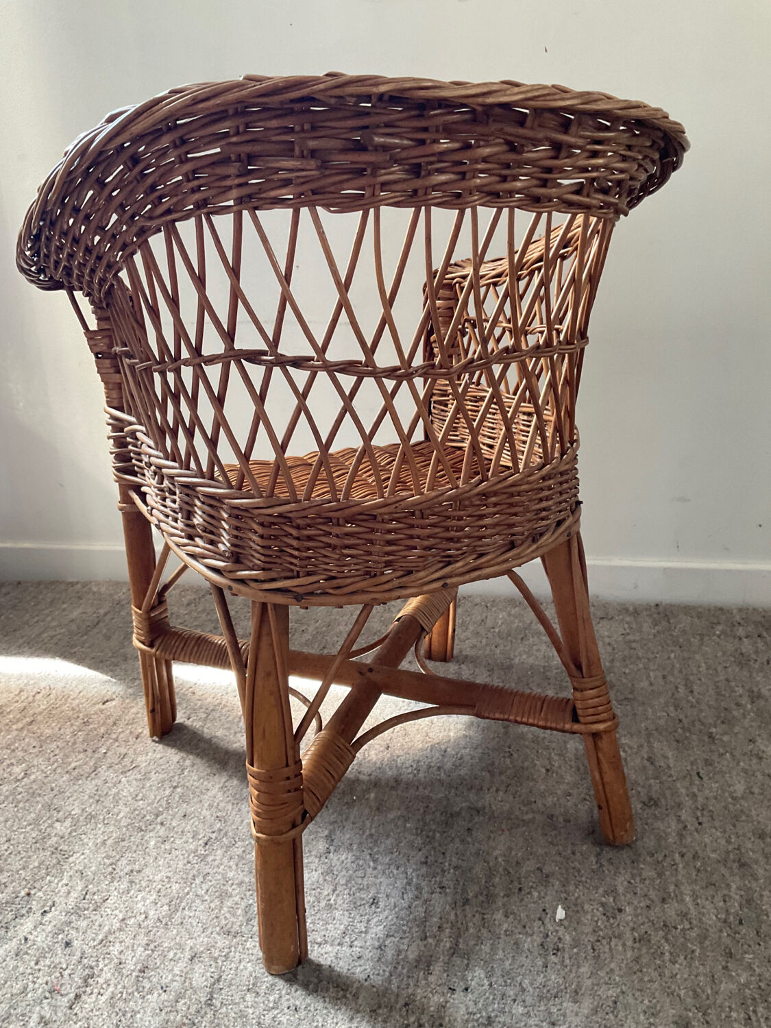 Vintage wicker children's armchair