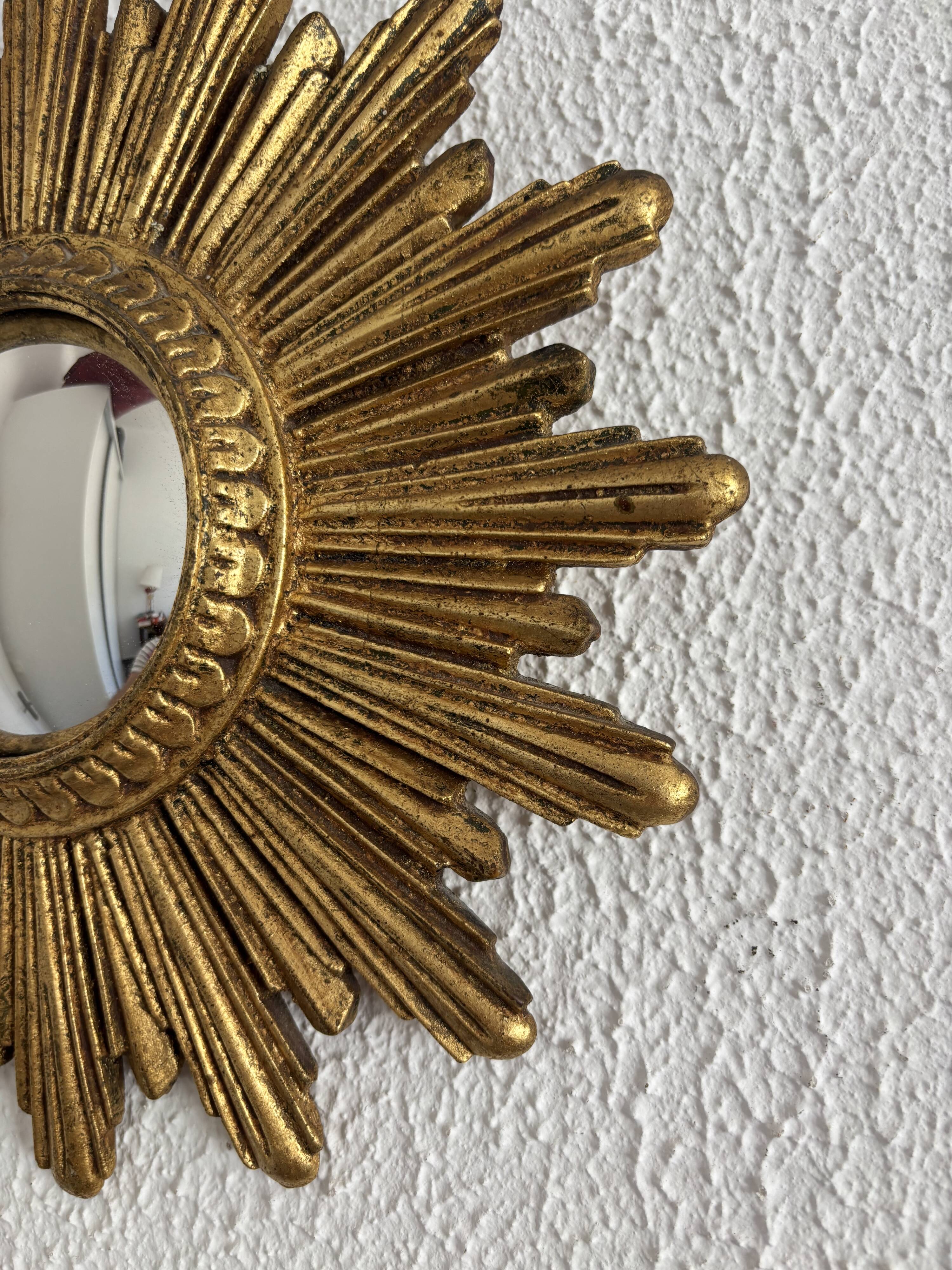 Vintage 1960s sun mirror witch's eye gold - 26 cm