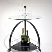 Vintage Bauhaus-style serving trolley with glass top