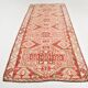 Tarecotta Red & Beige Long Wide Kilim Rug, Ethnic Patterned Rug, 141x309 Cm