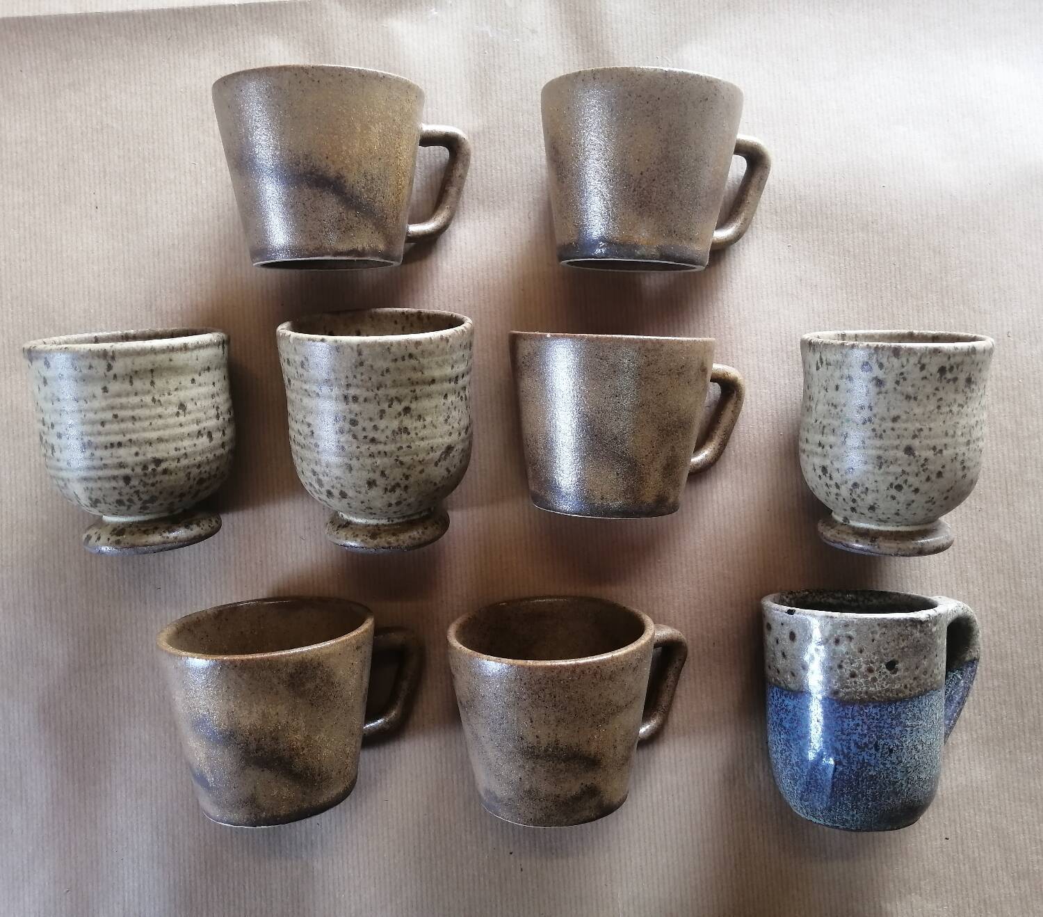 Set of 9 vintage stoneware coffee cups
