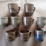 Set of 9 vintage stoneware coffee cups