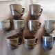 Lot de 9 tasses à café en grès vintage