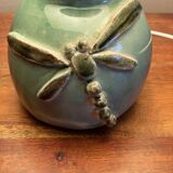 Sandstone lamp with dragonfly decoration signed