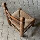 Rustic oak and straw chair, France 1940s
