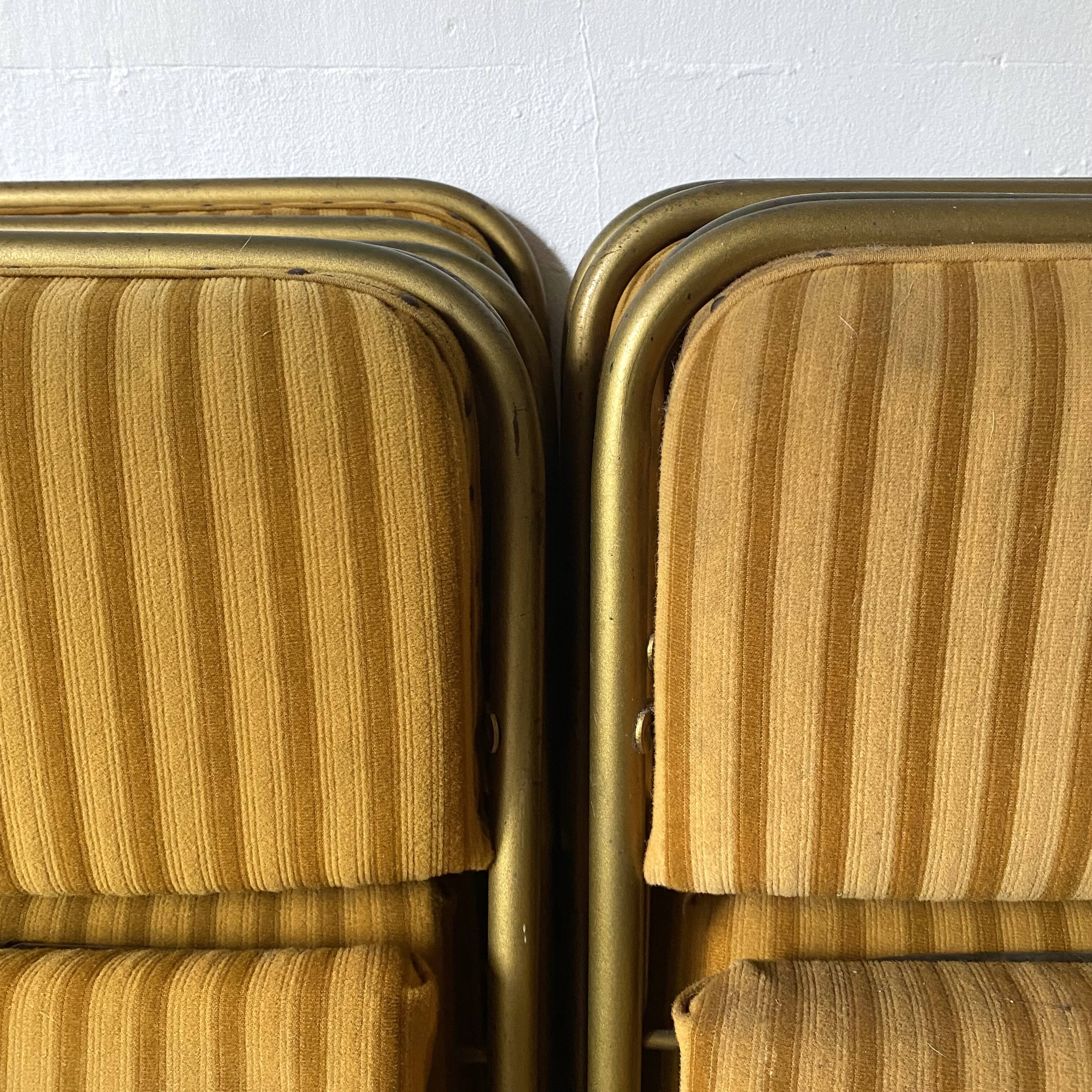 Lafuma folding chairs in velvet and gold metal