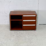 Storage unit by Henri Lesêtre & Claude Gaillard, solid wood, polished steel. France, circa 1970