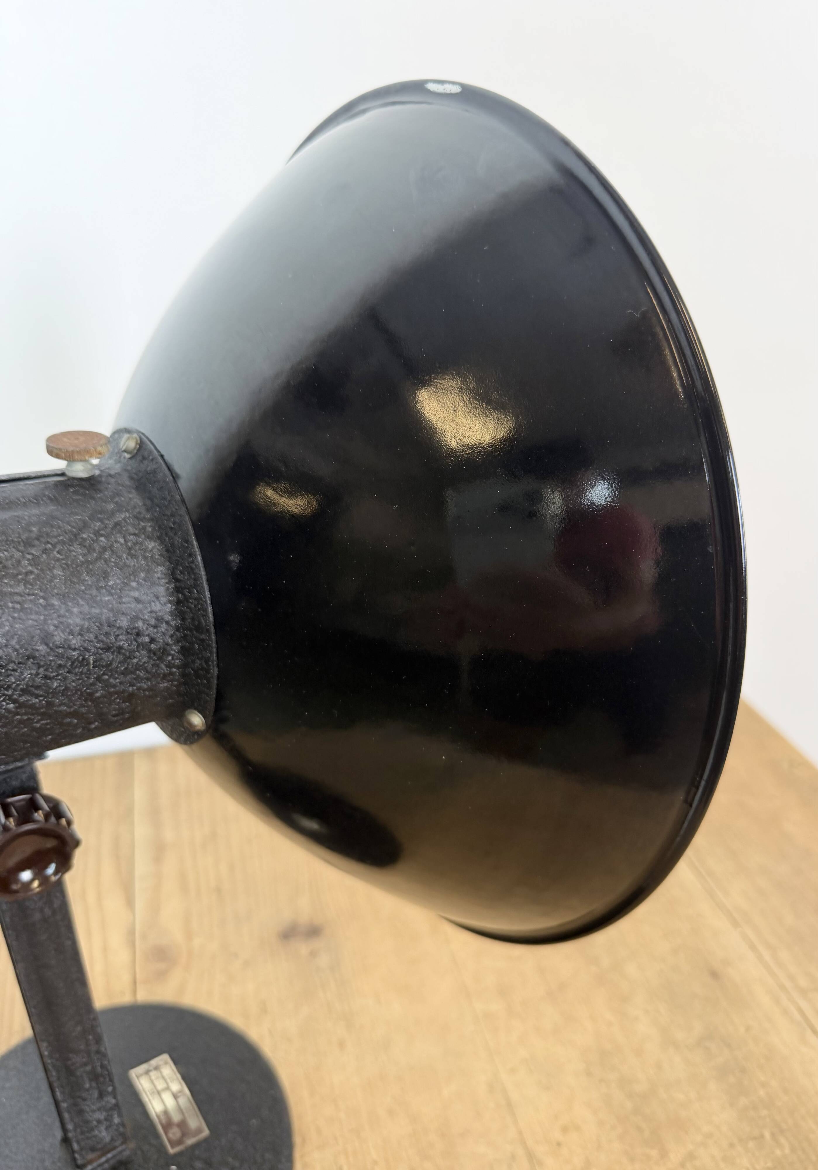 Vintage Industrial Black Enamel Table Lamp from EB, 1950s