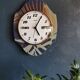Vertical silent vintage wall pendulum clock "Trophy blue green golden"