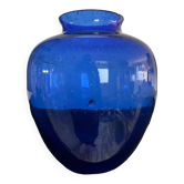 Vintage vase in cobalt blue bubbled glass paste