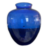 Vase vintage en pâte de verre bullé bleu cobalt