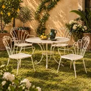 Vintage white lacquered iron garden chairs, Italy, 1950s