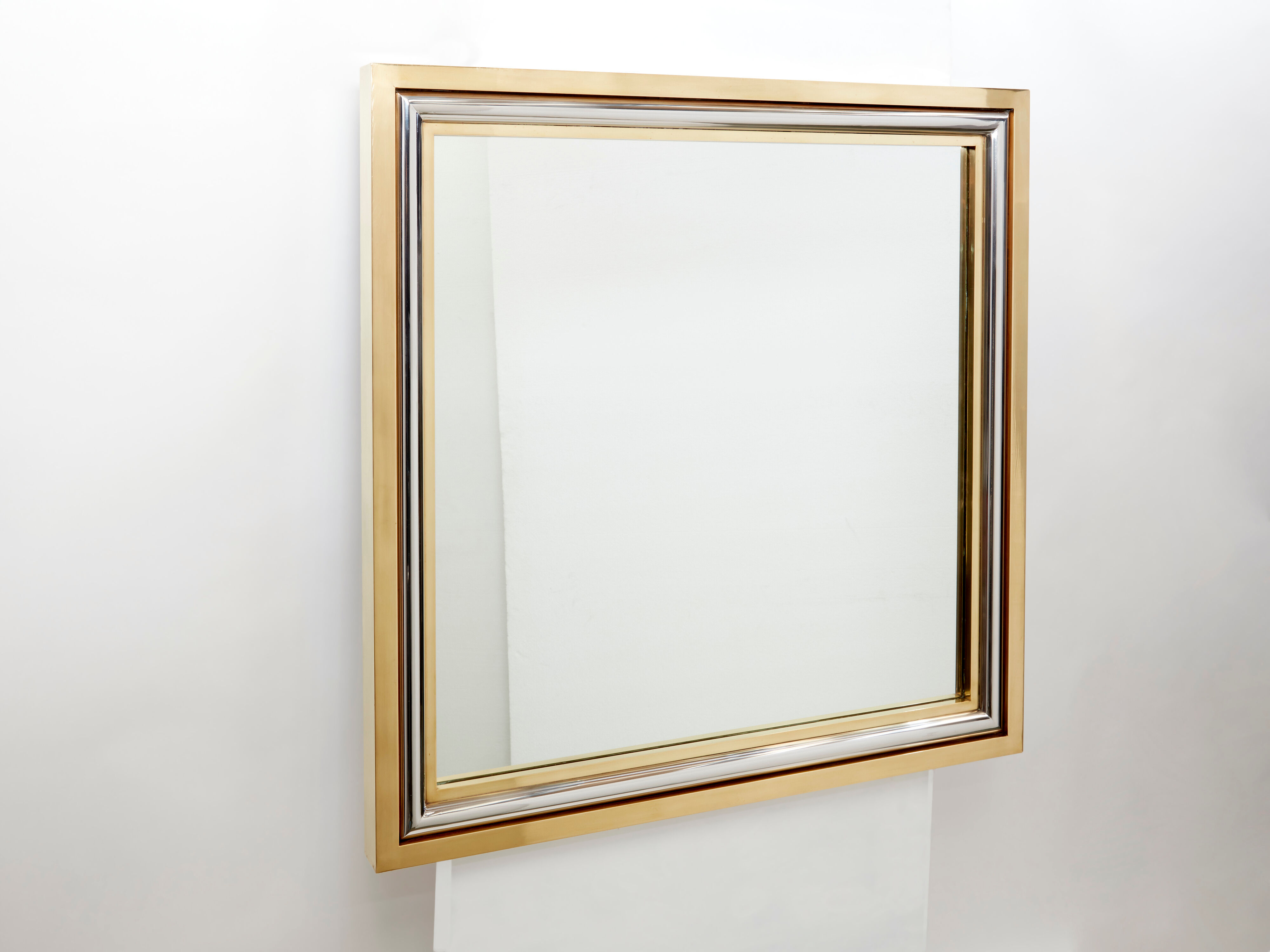 Italian mirror brass chrome by Romeo Rega 1970