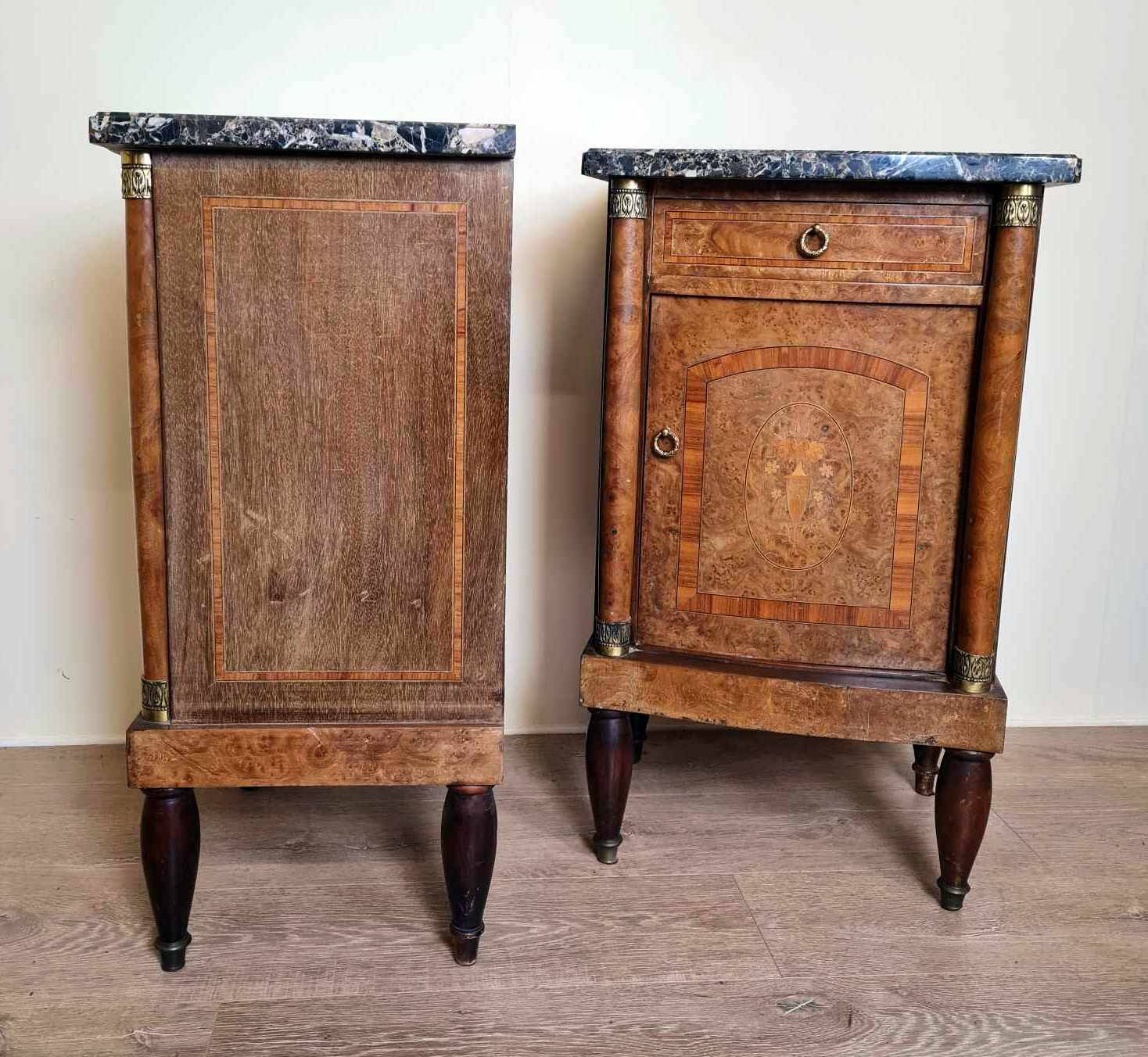 Pair Of Empire Style Furniture In Marquetry