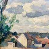 Painting “Village”, Oil on canvas signed.