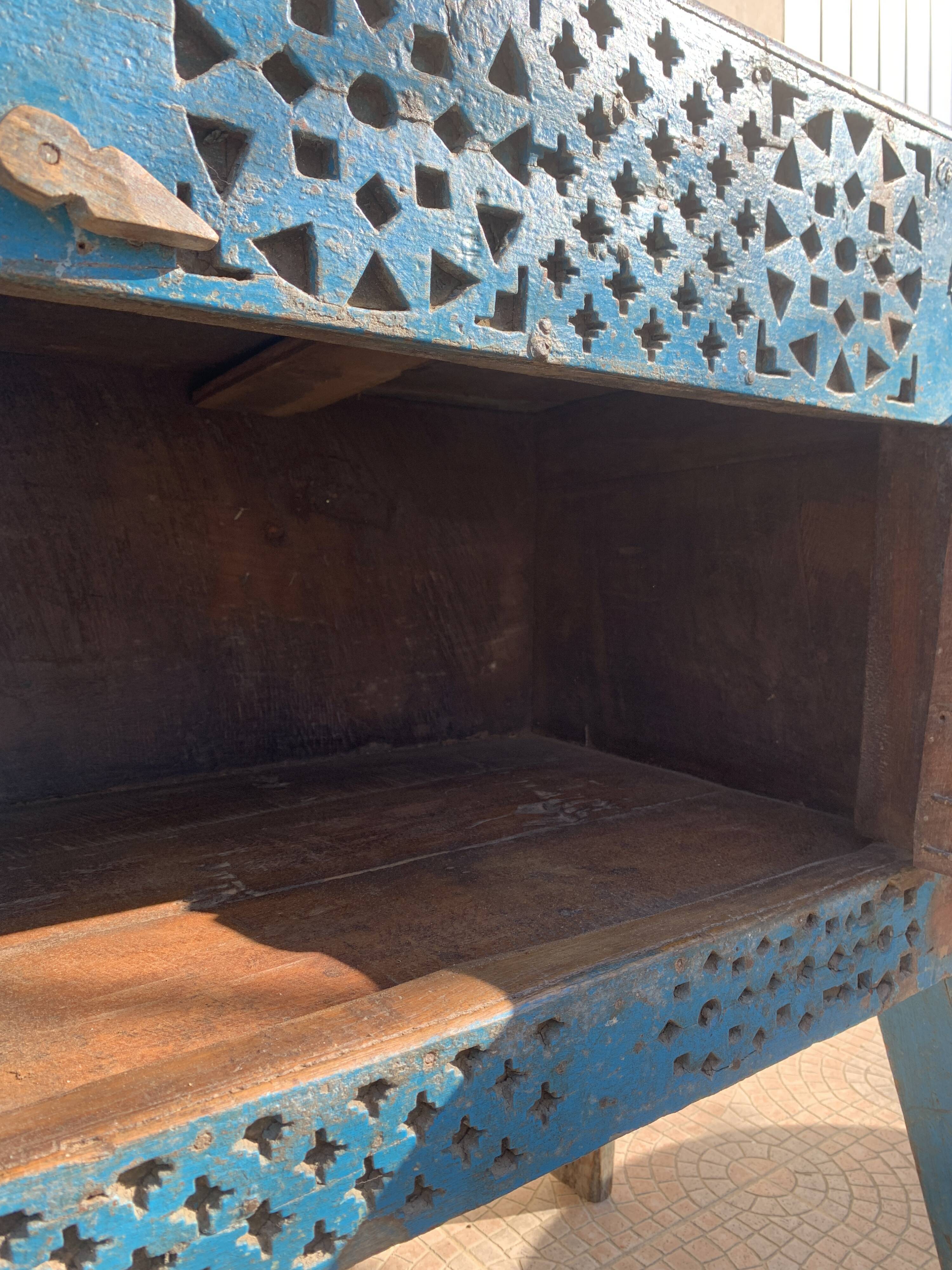 Ancient Indian furniture Damchiya blue