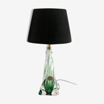 Table lamp in emerald green crystal Val Saint Lambert