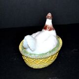 Portieux painted opaline glass hen candy box
