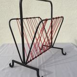 OLD MAGAZINE HOLDER VINTAGE BOOKS 50/70' WROUGHT IRON SCOUBIDOU