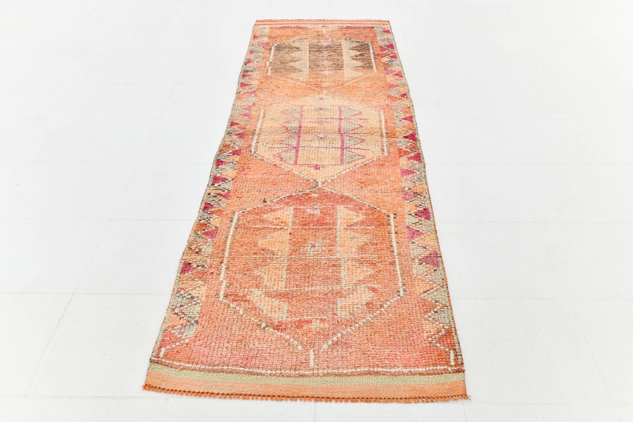 Tapis de couloir vintage aux couleurs douces, 91 x 295 cm