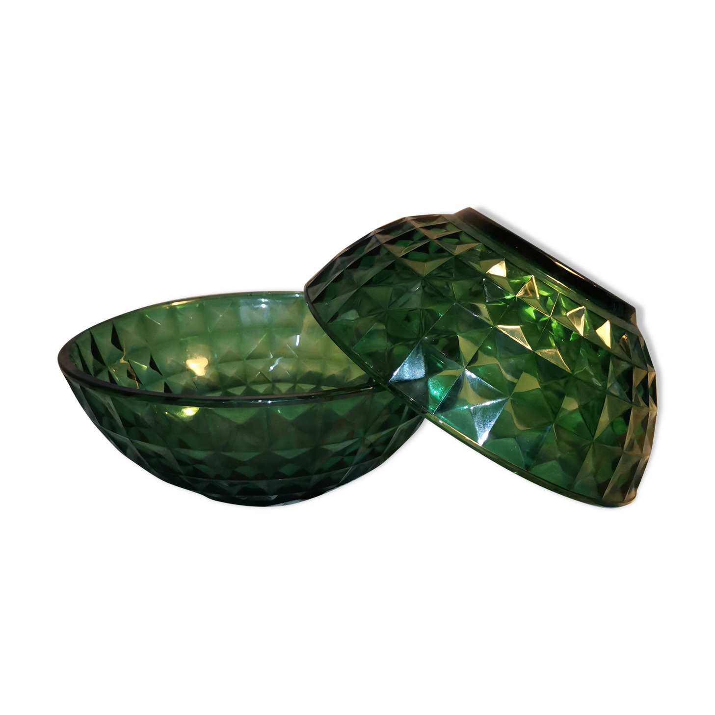 2 salad bowls green 70s