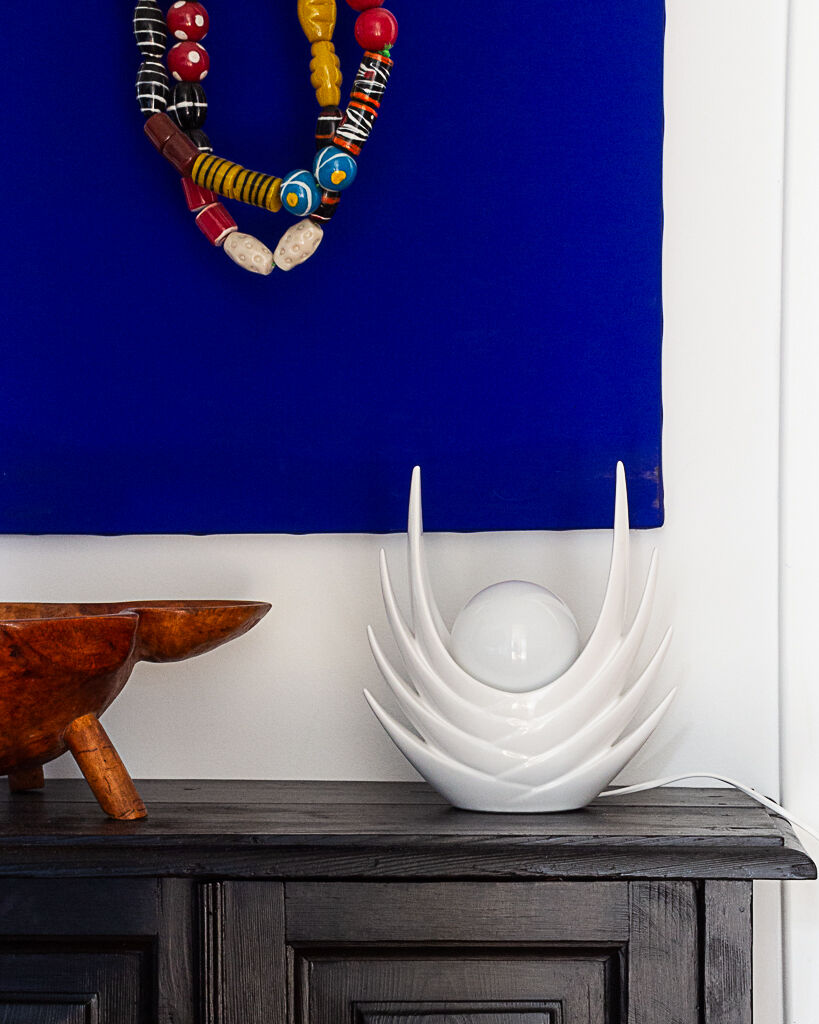 Organic white ceramic lamp, Italy, 70s