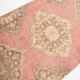 3x12 Pale Red Cream Soft Wool Vintage Runner Rug