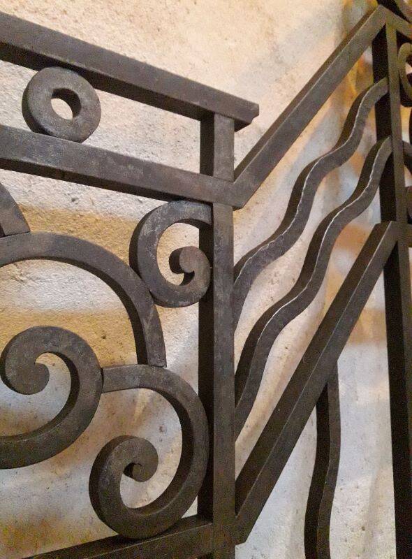 Old wrought iron gate and door grilles 20th century Art Deco