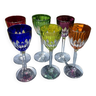 Set of 6 verona model white wine glasses multicolor baccarat crystal