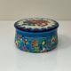 Enamelled faience jewellery box Longwy floral decoration