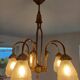 Lustre art deco en bronze 5 tulipes