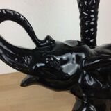 Elephant lamp and palm tree in black resin
