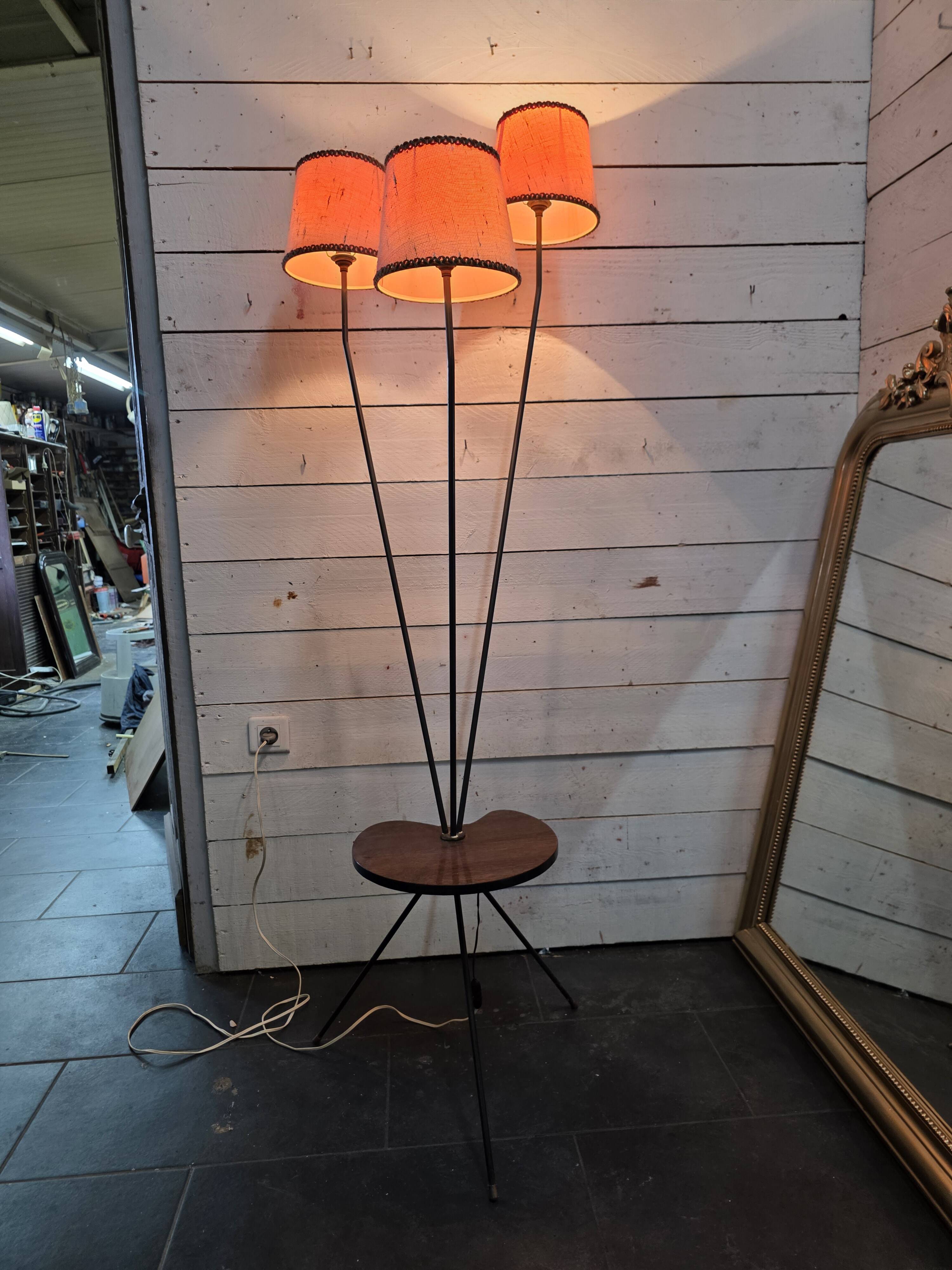 1950s/60s tripod floor lamp with 3 lights.