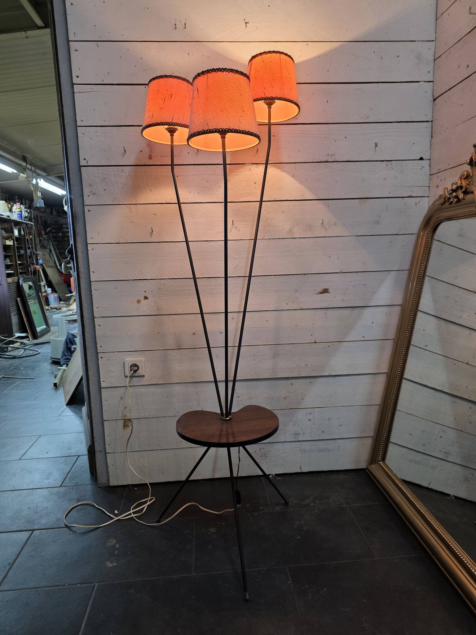 1950s/60s tripod floor lamp with 3 lights.