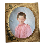 Portrait young girl in pink , signed G.Laperrière june 1888