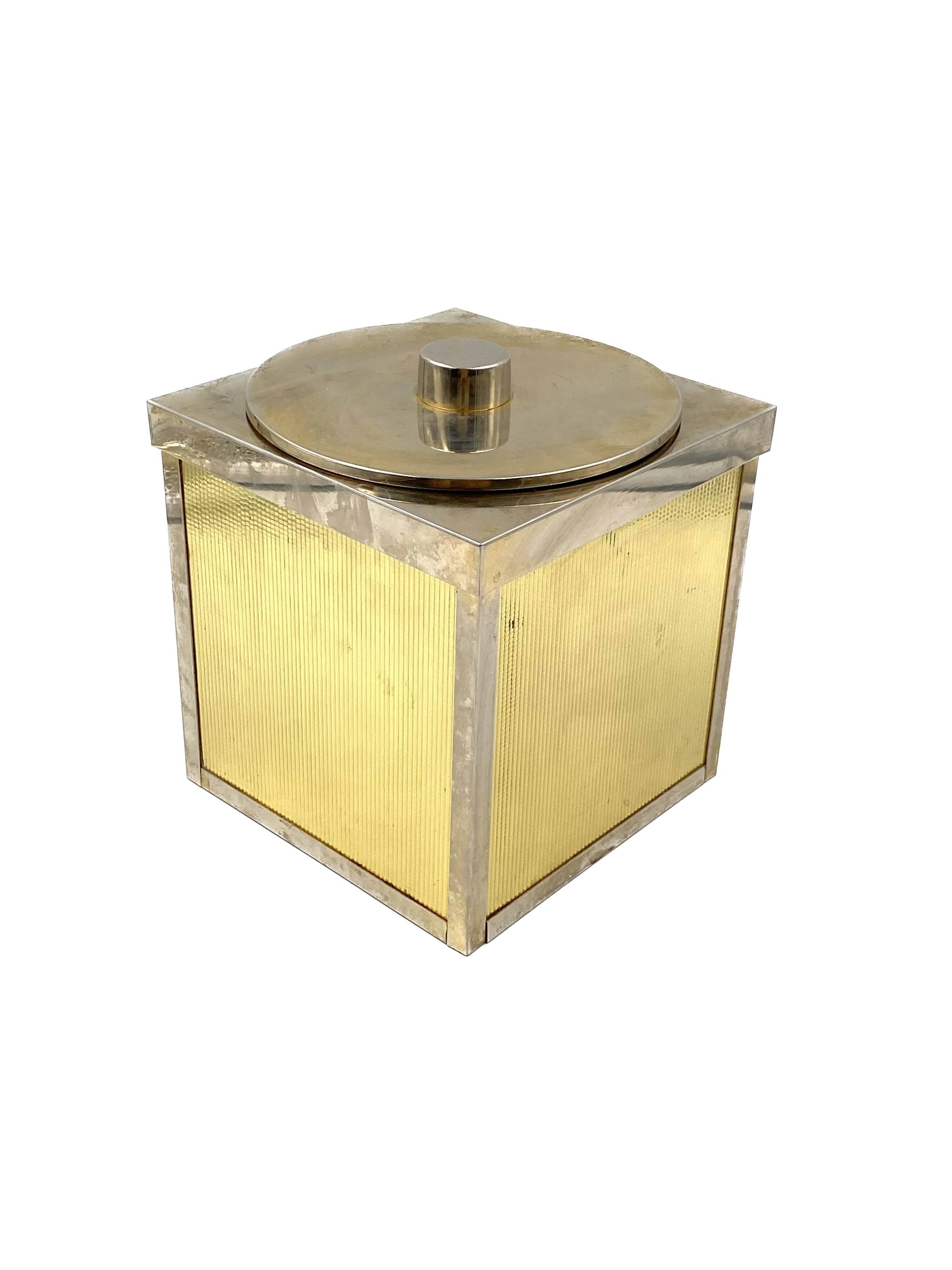 Hollywood regency golden Ice Bucket, Italy, ca. 1970s