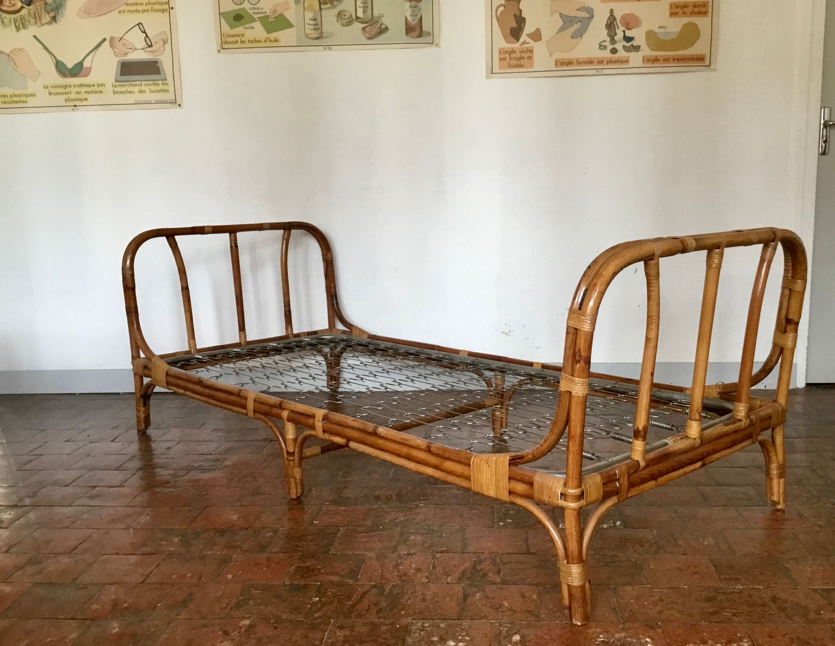 Vintage rattan bed