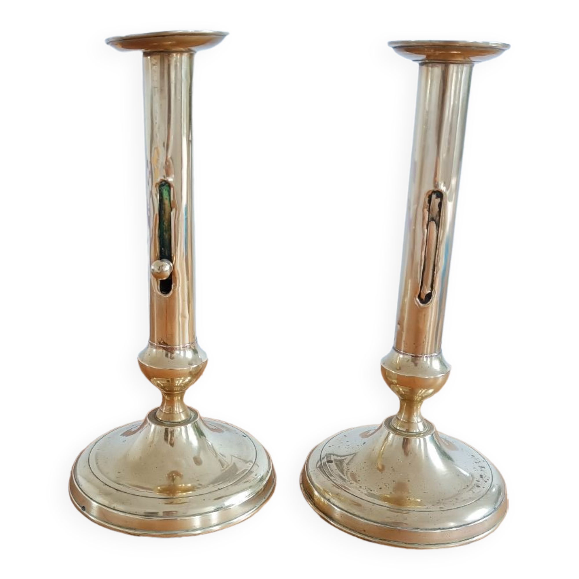 Pair of gilded brass candle holders