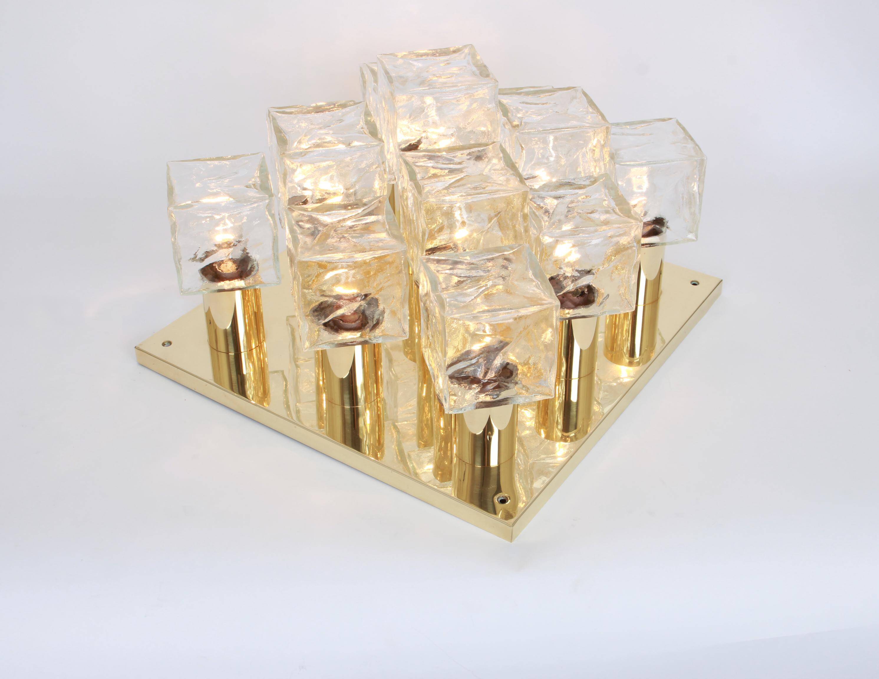 Large glass ice chandelier from Murano by Kalmar, Austria, 1960s.