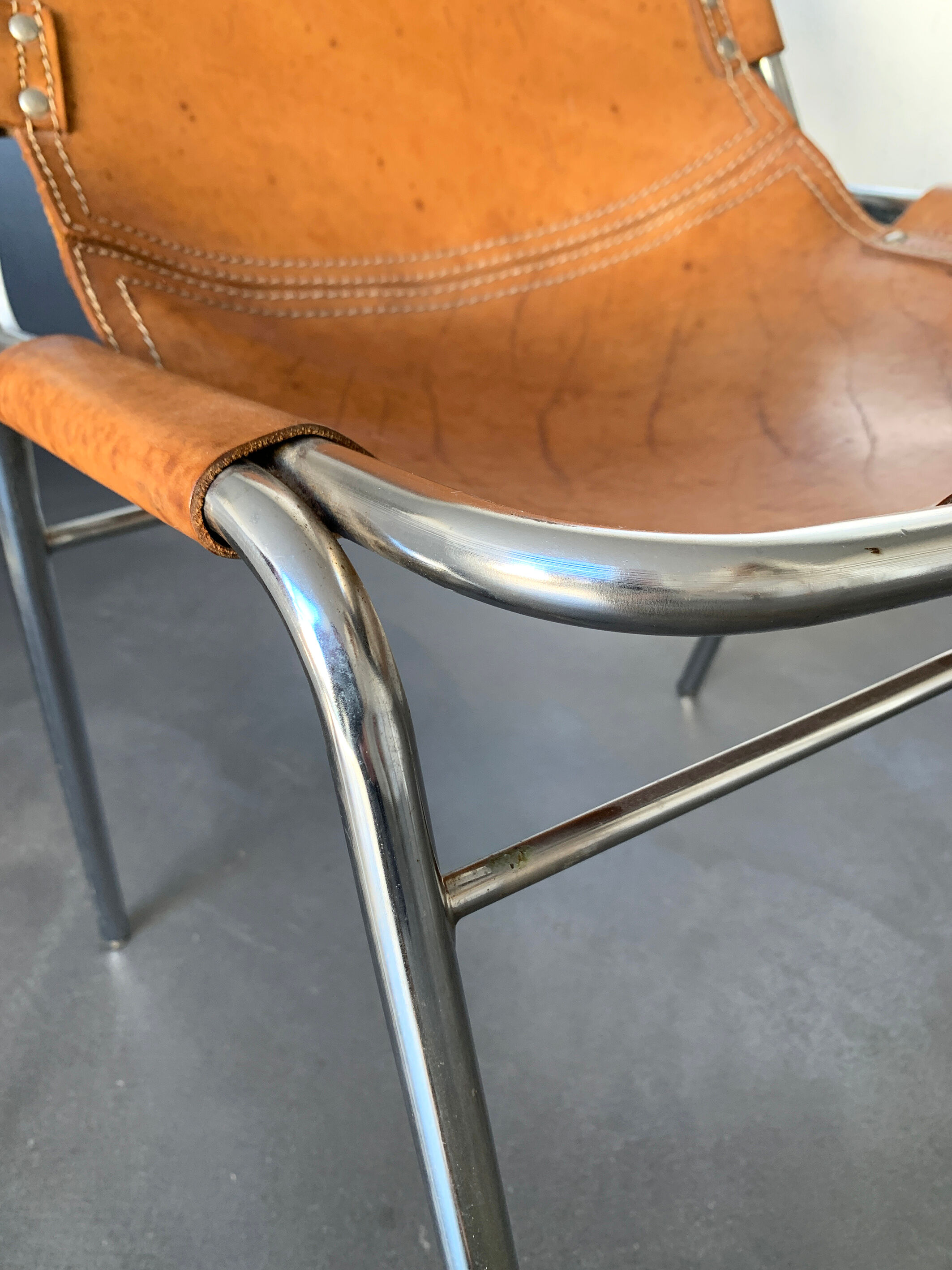 Vintage Chair Les Arcs in leather, published by Dal Vera, 1960s-70s