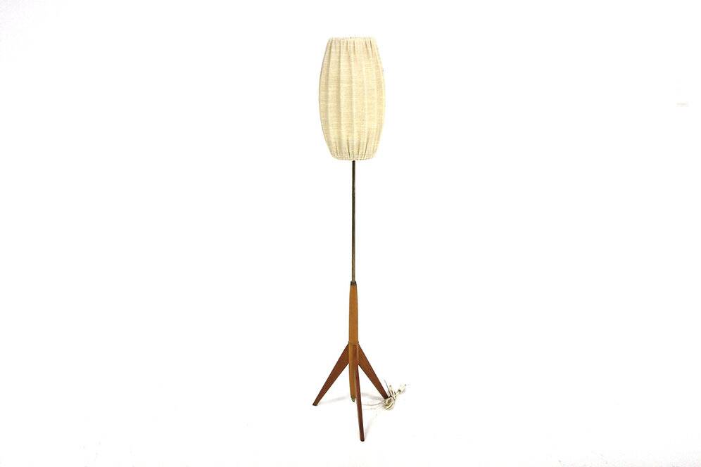 Lampadaire scandinave "tripode" en chêne, Suède, 1960