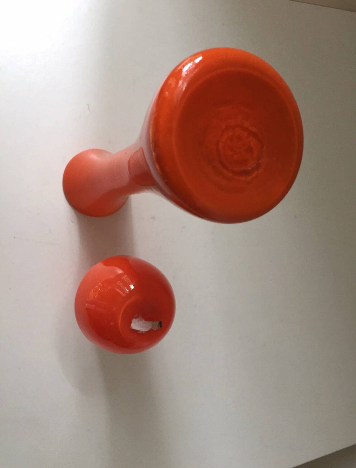 Set of 2 Vintage 1970s orange bud vases