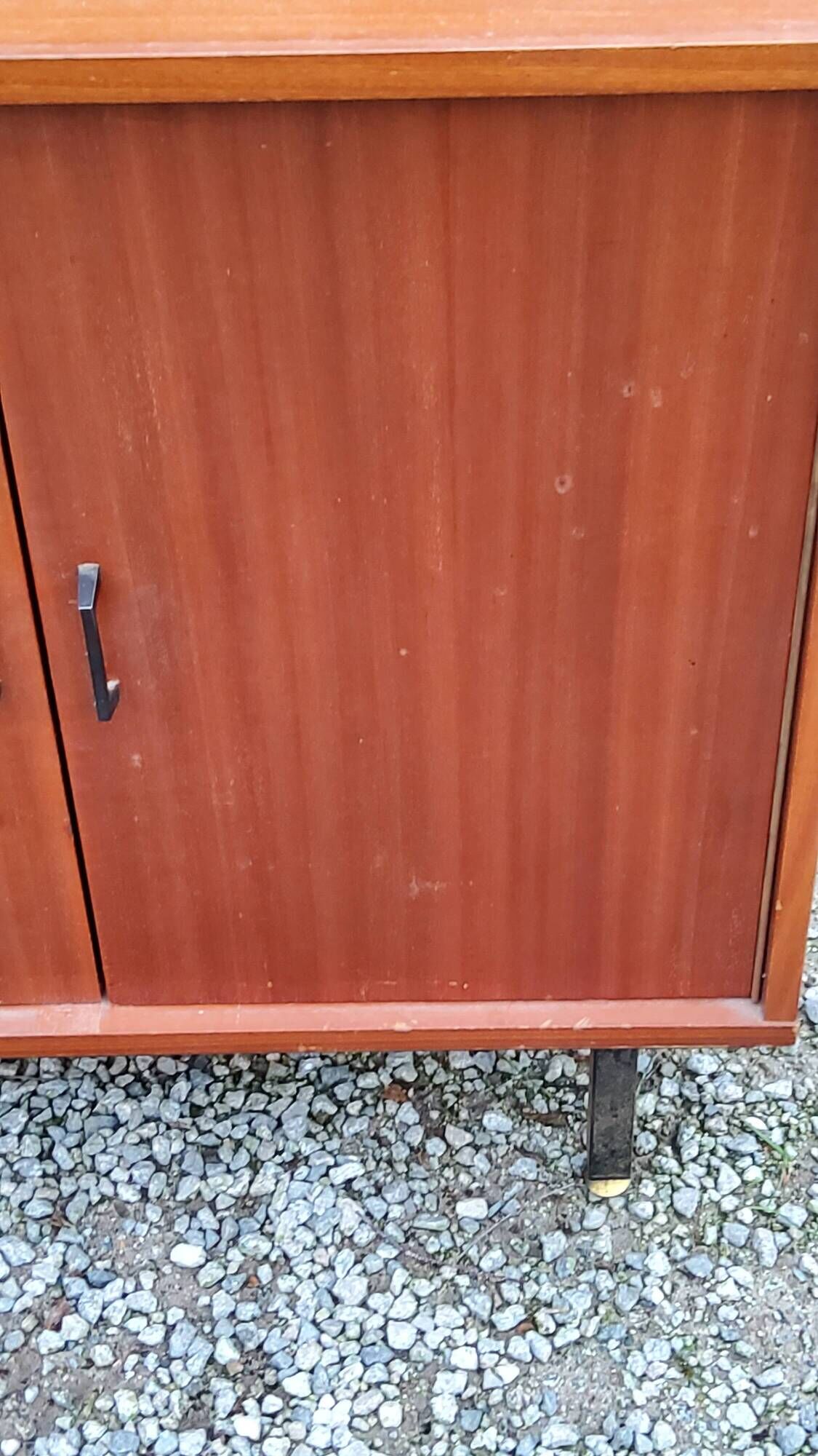 Pair of vintage mahogany sideboards with square metal legs from the 60s