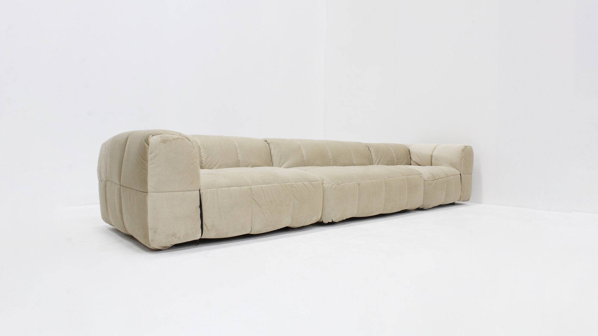 Vintage modular Arflex Strips sofa in beige velvet by Cini Boeri 1970s