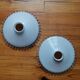 Set of 2 vintage pendant lampshades in wavy white opaline glass