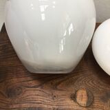 Duo of soliflore vases in white blown glass