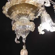 Charming vintage Venetian chandelier, transparent and gold Murano glass, 1970s