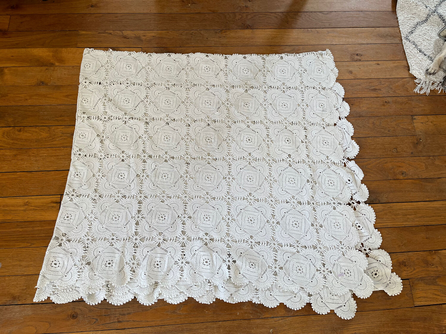 White vintage crochet bedspread